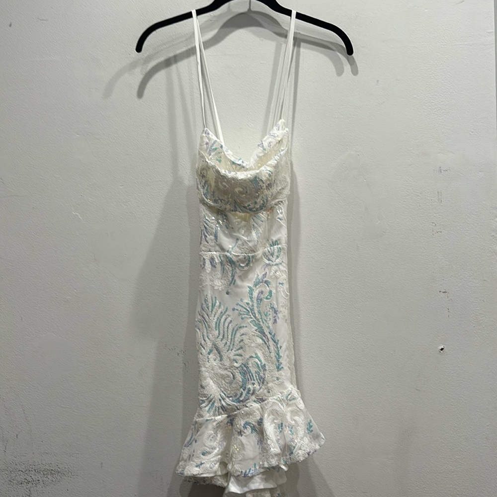 Hello Molly White and Blue Mini Dress